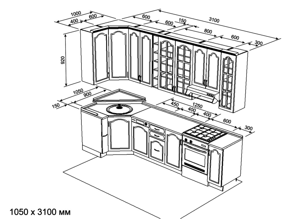 Проект классической кухни с размерами