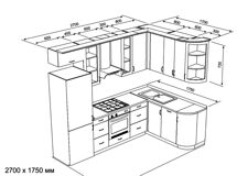Проект угловой кухни схема